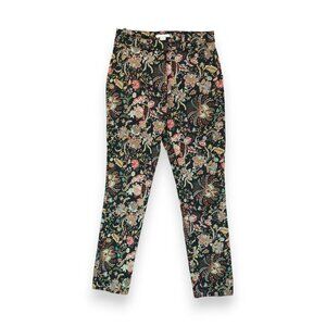 H&M Women’s Black Hobo Floral Multicolor Print Stretch Pants Size‎ 6